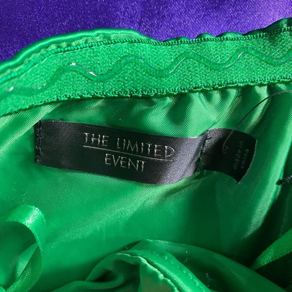 The Limited Strapless Emerald Green Satin Dress with Waist Bow - Picture 6 of 8